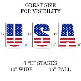 Large USA United States of America Patriotic Flag Yard Sign Home Decor Lawn Decoration With Stakes Memorial Veteran's Day 4th of July