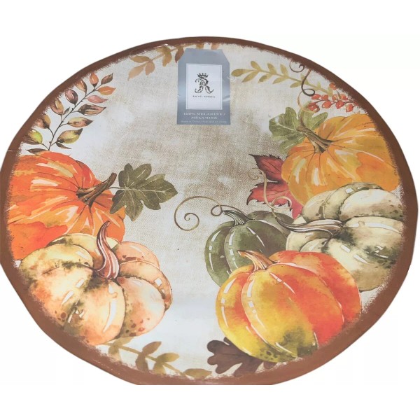 Rachel Ashwell Harvest Fall Pumpkins Thanksgiving Melamine Dinner Plates Set