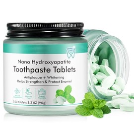 150 Tablets Chewable Toothpaste Tablets, Sensitive Toothpaste Tablets Peppermint Flavored Strengthen Teeth, Flouride & Plastic Free, Nano Hydroxyapati