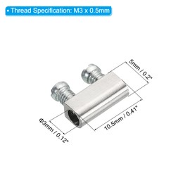 PATIKIL Steel Wire Rope Cable Clamp, 25 Pack M3 Double Hole Wire Rope Clips 3.0mm Line Hole with End Screw Stopper Silver Tone