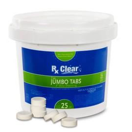 Rx Clear 3-Inch Individually Wrapped Chlorine Tablets | One 25-Pound Bucket | Use As Bactericide, Algaecide, and Disinfectant in Swimming Pools and Spas | Slow Dissolving and UV Protected