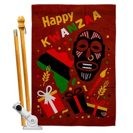 Ornament Collection Light Kinara Candles House Flag Set Black History Kwanzaa Celebrates African Americans Heritage Decoration Banner Small Garden Yard Gift Double-Sided, Made in USA