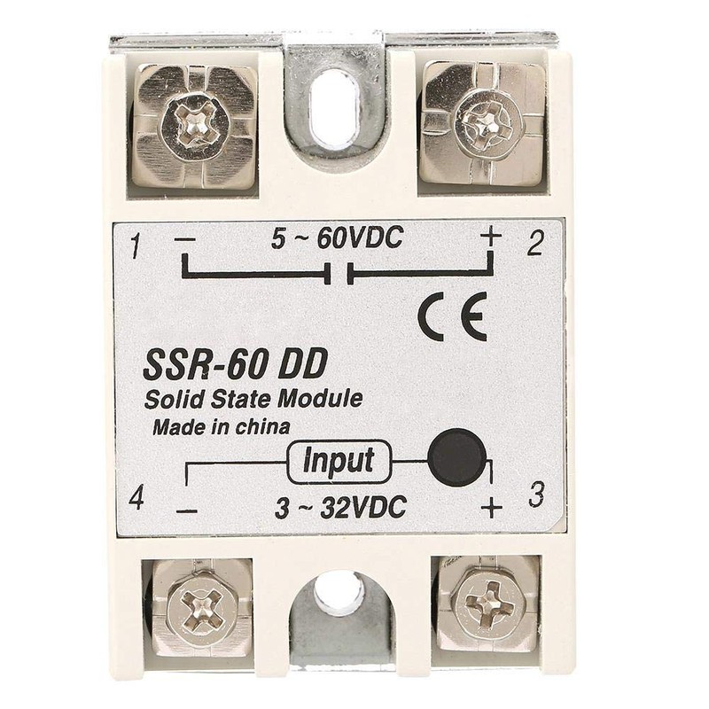 Keenso SSR-60DD Solid State Relay, 3-32VDC to 5-110VDC 60A Output