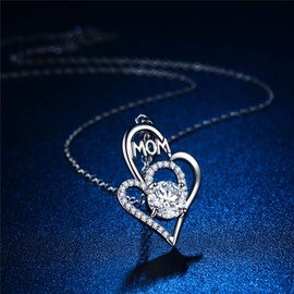 Best Gifts for Women, Mother Daughter Zircon Necklace, Double Heart Pendant Necklace for Women Forever Love Mothers Day Gifts for Mother-in-law Women Stepmom, Fashion Zircon Mother Jewelry Gifts