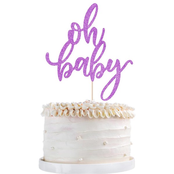 Qertesl - Decoración para tartas con purpurina, decoración para tartas de bebé, bautismo de bebé o decoración para tartas de fiesta (púrpura)