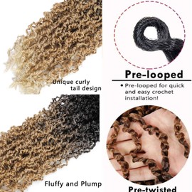 SOKU Mini Passion Twist Crochet Hair 12" - 8 Packs Pre Twisted Yanky Twist Crochet Hair Ombre Blonde Senegalese Majesty Twist Synthetic Braiding Extensions for Black Women Pre-looped