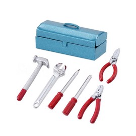 LAFEINA RC Crawler Decoration Accessories Tools Mini Decorative Wrench Hammer Screwdriver Toolbox for 1/10 RC Crawler Car Axial SCX10 RC4WD D90 D110 TF2 TRX4 (Blue+Red)