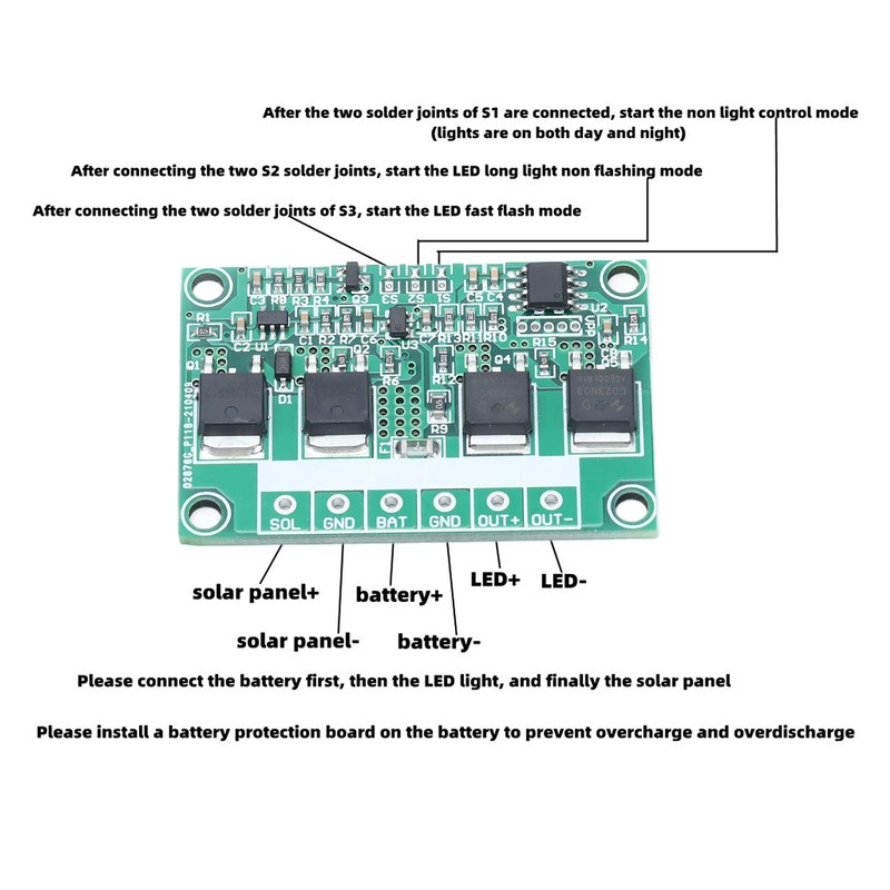 10A 3.7V/7.4V/11.1V Solar Lamp Controller Module, Solar Charge Controller Board