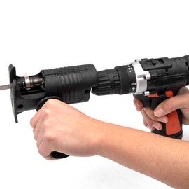 Reciprocating Saw Attachment Kit, Electric Saw Adapter, Electric Saw Diverter Head, Rill with Blade for Metal Wood Cutting Jigsaw