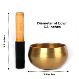 Tibetan Singing Bowl Meditation Singing Bowl Handmade for Healing, Chakra Balancing, Positivity, Anxiety, Stress Relief, with Wooden Striker and Cushion, 3.5 Inch
