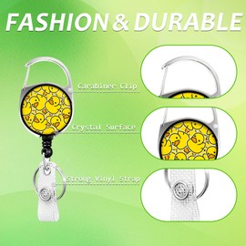 Cute Duck Badge Holder Reel Lanyard, Yellow ID Card Badge Holder Retractable Name Tag Clips, Funny Nurse Teacher Office Student Gifts