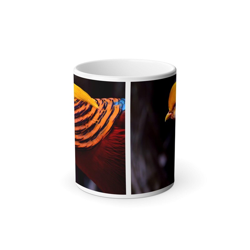 Thermoreagierende Tasse Magische Tasse – Goldfarben Wildleben seltener Vogel –