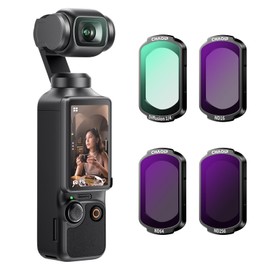 Chao IPMagnetic ND & Black Diffusion 1/4 Filter Set Compatible with DJI Osmo Pocket 3, 4-Pack ND16 ND64 ND256 Neutral Density & Cinematic Mist Filters for Action Camera, Quick-Swap Design