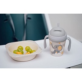 Primo Passi - Bamboo Bowls for Kids - Easy to Clean Eco Friendly, Non Toxic BPA Free, Dishwasher Safe, Perfect Size Toddler Bowls (Little Elephant)