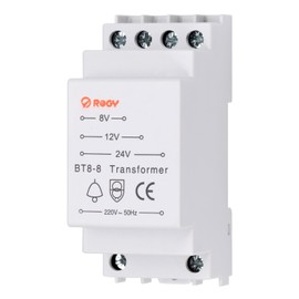 JIZZU Doorbell Transformer 8V 12V 24V, DIN Rail Mountable 8VA 230V Mains Converter For Wired Doorbells & Compatible With Ring/Chime/Smart Door Bell