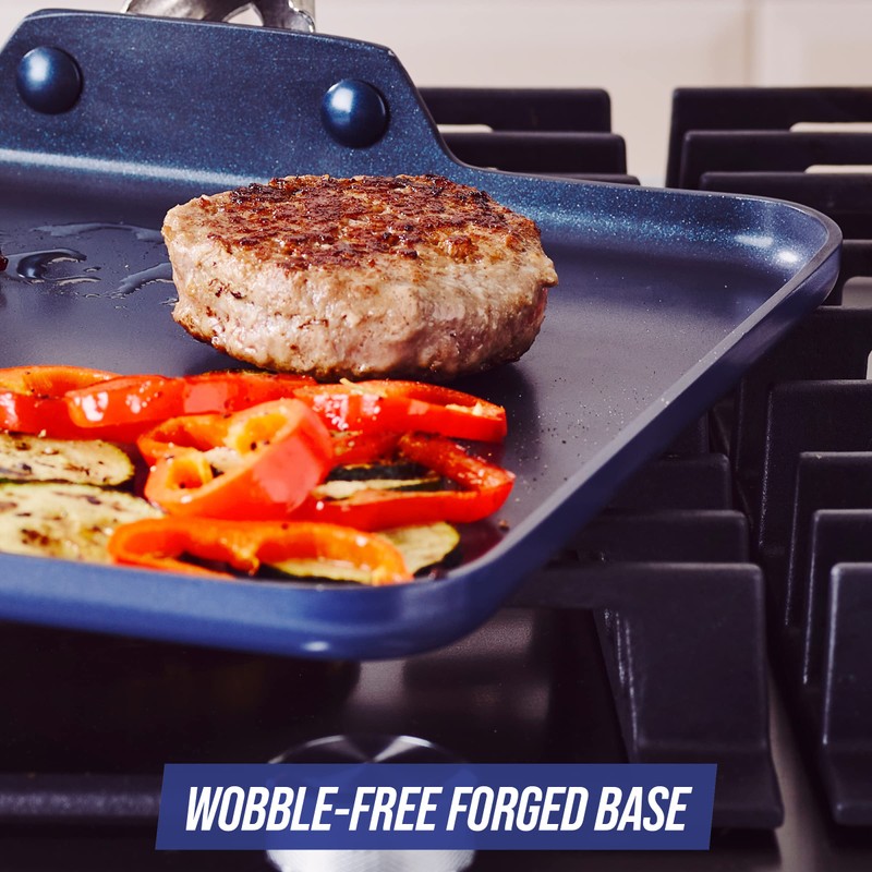 Blue Diamond 11" Nonstick Square Griddle Pan, Non Toxic PFAS-Free