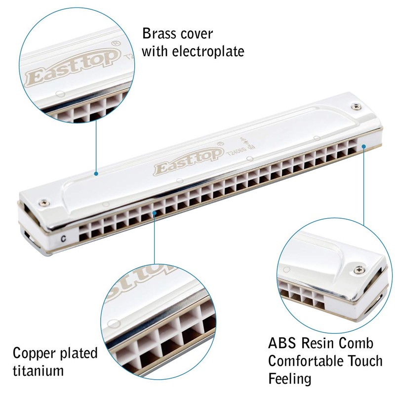 East top 24 Hole Tremolo Harmonica Key of C, Professional