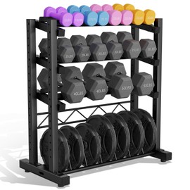 4-Tier Dumbbell Rack,1100LBS Weight Rack, Barbell Holder Bumper Plate Rack