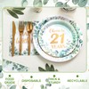 Yungyan 252 Pcs Sage Green 21st Birthday Tableware Decorations Eucalyptus