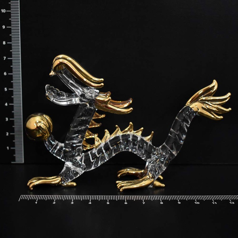Handmade Glass Crafted Golden Pearl with Emperor (Emperors) Dragon