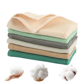 ASelected Pack of 6 Tea Towels 35 x 35 cm Cotton Towels Kitchen Towels Waffle Cloth Tea Towels Dish Cloths Cleaning Cloth Dry Towels – 6 Colours