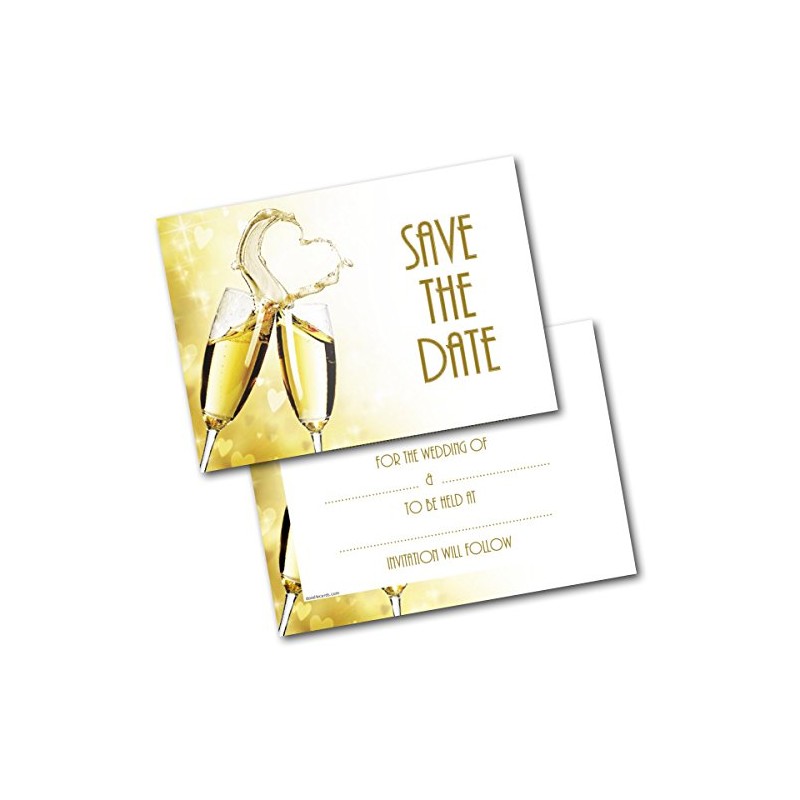 doodlecards Save the Date Heart Champagne Postcards Cards Pack of