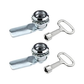 Create idea 2 piezas Cerradura de leva con llave de cubo triangular, rotación de 90 grados, aleación de zinc chapada en cromo para asegurar puertas de gabinetes y buzones