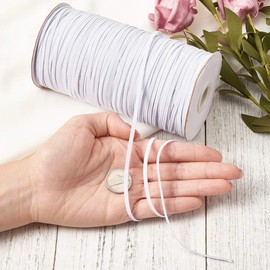 200m Elastic Band for Masks, Elastic Band, Thin Elastic Band, Flat White Fabric for Sewing and Crafts, Elastic, 200 m x 6 mm, White