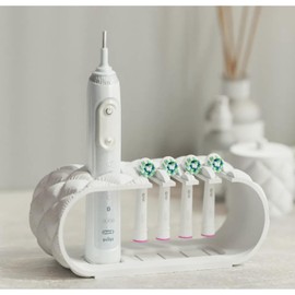 Electric Toothbrush Holder, Toothbrush Holders with 1 Electric Toothbrushes and 4 Electric Toothbrush Heads Holder, Bathroom Accessories Organizer, White