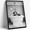 Framed Chimpanzee Bathroom Wall Art, Fun Black And White Monkey