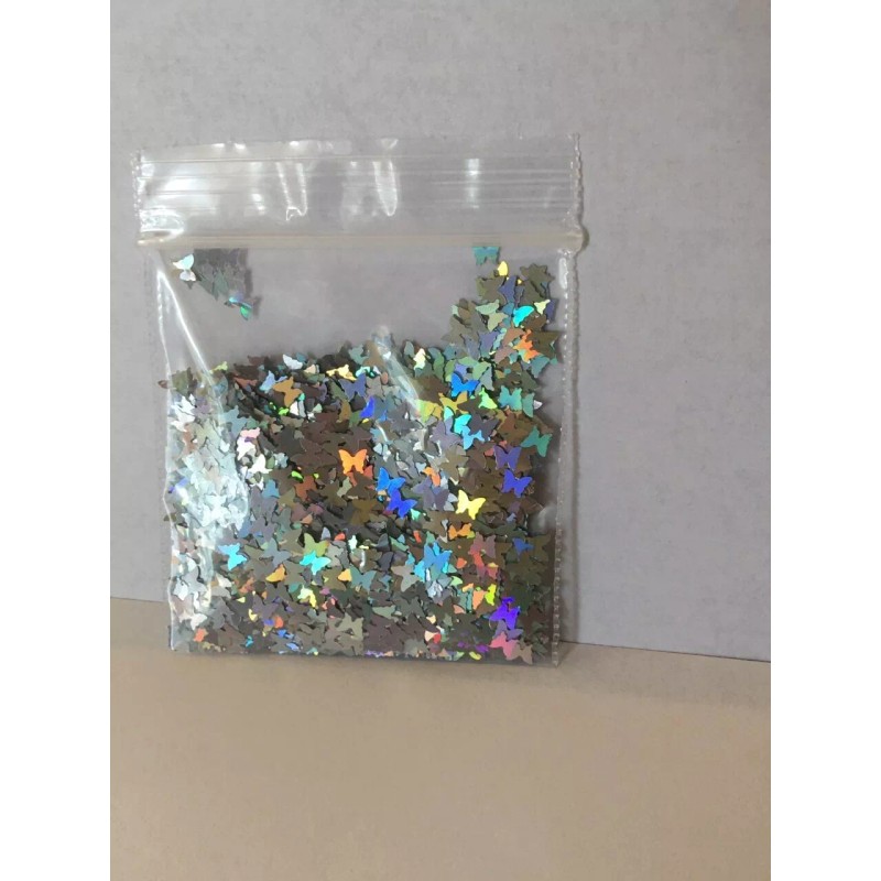 Baby Emma 2007 Solvent Resistant BUTTERFLY shape Glitter (Silver) Nail