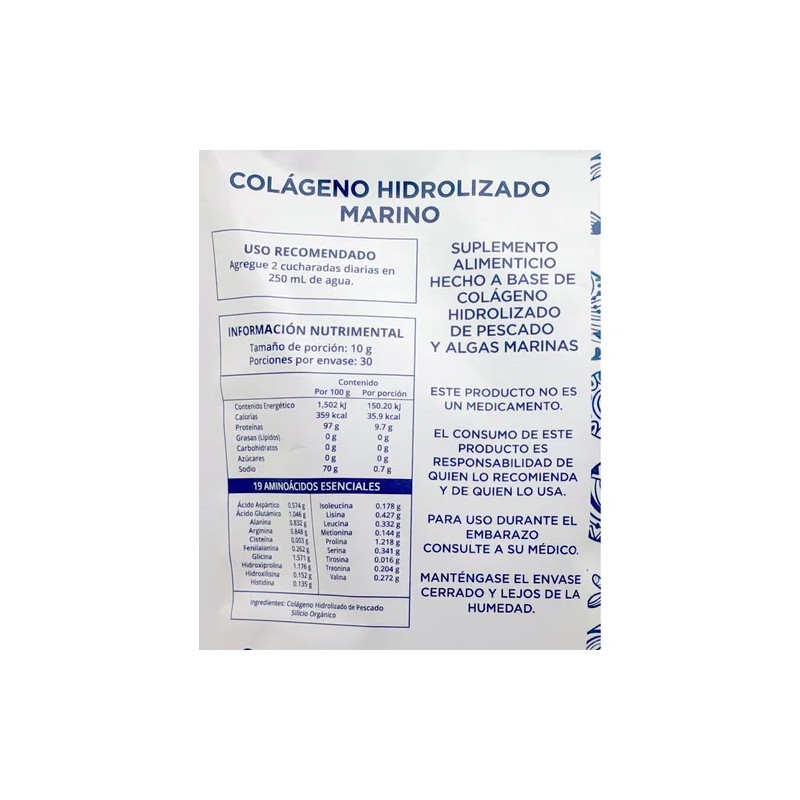 Colágeno Hidrolizado Marino Sin Sabor 300 Grs Grantlab