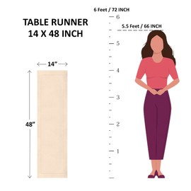 Solino Home Linen Table Runner 48 Inches - Farmhouse Stripe 100% Pure Linen White and Natural Table Runner 14 x 48 Inch Ideal for Dresser and Coffee Tables