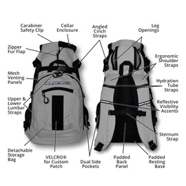 K9 Sport Sack | Adjustable Dog Carrier Backpack (Large, Plus 2 - Light Grey)