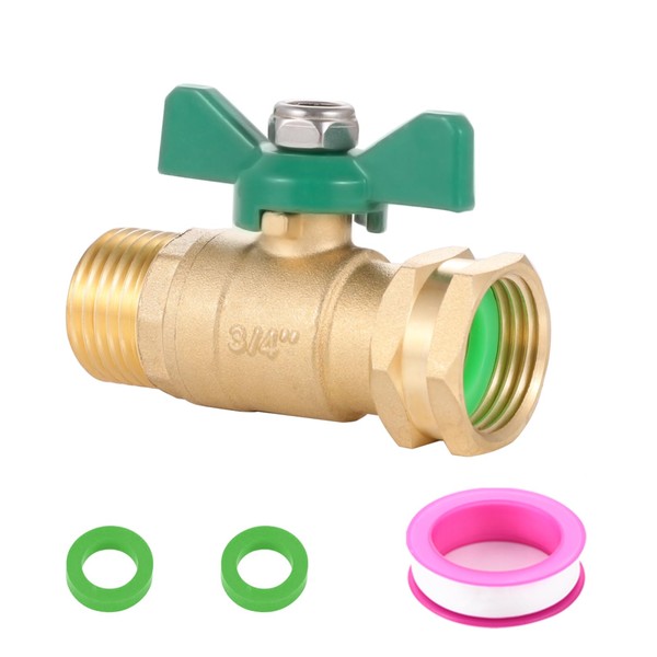 Full Flow Brass Garden Hose Shut Off Valve，3/4" GHT Heavy