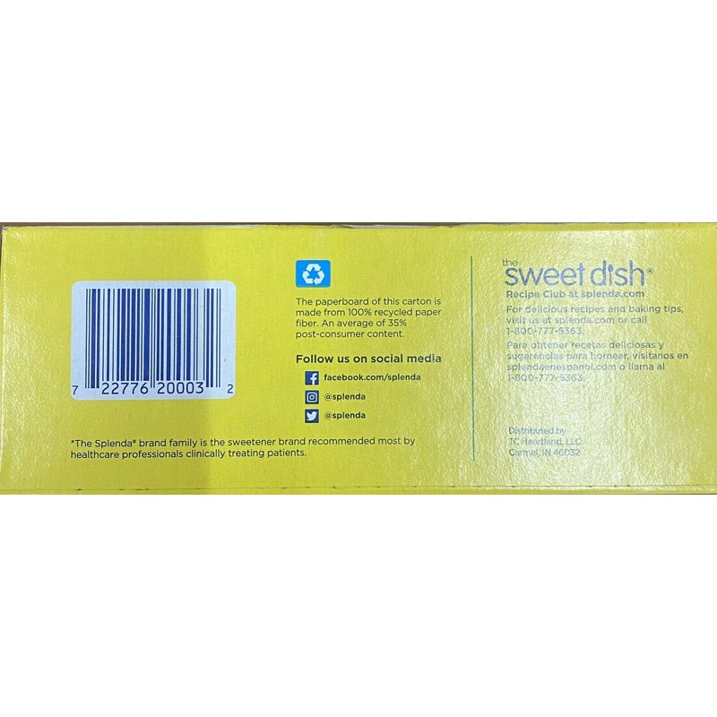 SPLENDA Zero Calorie Sweetener 200 Count Packets 7 oz Box