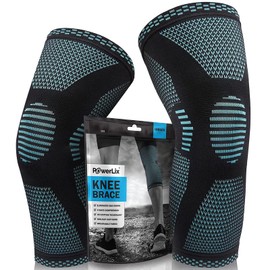 POWERLIX POWERLIX Knee Compression Sleeve (Pair) - Best Knee Brace for Knee Pain for Men & Women C Knee Support for Running, Basketball, Volleyball, Weightlifting, Gym, Workout, Sports