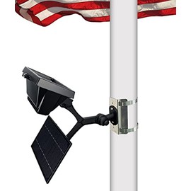 Solar Flag Pole Light Outdoor Dusk to Dawn, 12 Bright LED 16 Hrs Lighting Adjustable Pole Clamp fit 2-6” Diameter American Flag Poles Wall Mounted Solar Power Flagpole Light fit 15-30 Ft Inground Pole