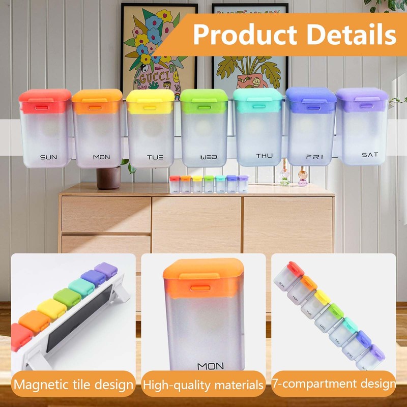 FORMVERSITY 7-Day Magnetic Pill Box, 7-Day Tablet Box, Mini Tablet