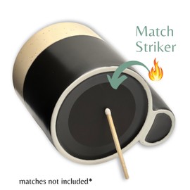 Flora Jane's Smudge Holder Cup with Match Storage - Ceramic Smudge Stick Holder for Sage and Palo Santo, Smudge Bowl with Easy Light Match Striker (Matte Black & Tan)