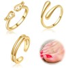 IKOPFLN Pack of 3 Gold Toe Ring Stainless Steel Adjustable