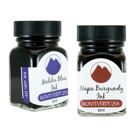 Monteverde 60ml Core Fountain Pen Ink Bottle (30ml Malibu Blue Ink Bottle G309MU, 30ml Napa Burgundy Ink Bottle G309NB)