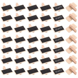 50 Stück Mini Tafeln zum Beschriften Hölzerner, Mini Tafel Memotafel Mit Klammer, Mini Holz Kreidetafel Klein Clips, Abwischbare Mini Tafel für Preis, Party Dekoration, Hochzeit, Haus, Buffet