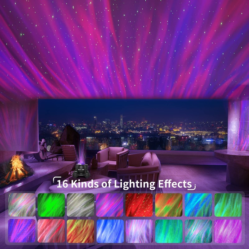 ENOKIK Northern Light Projector, Aurora Star Projector Built-in Bluetooth Speaker,
