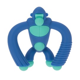 Nuby Geo Zoos Massaging Teether - Baby Teething Toy - Soft BPA-Free Easy Grip - 3+ Months - Blue Gorilla
