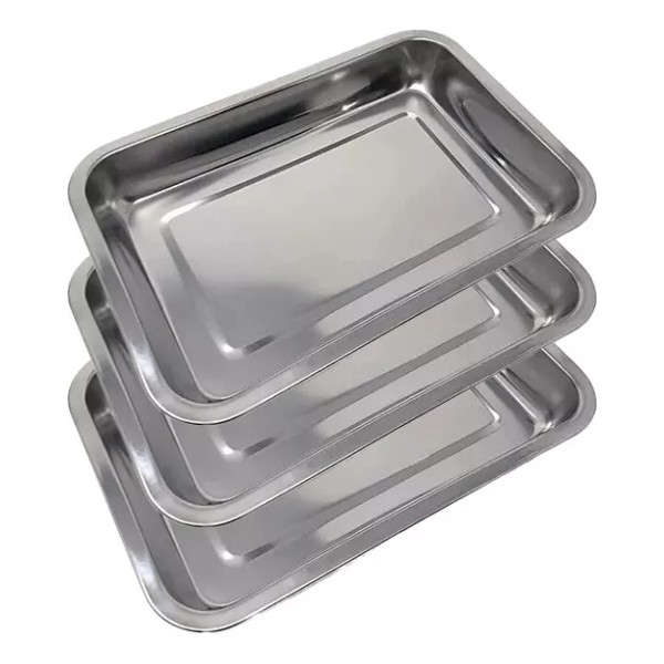 AJC Pack 3pz Charola Para Servir Y Cocinar Acero 39x29x4