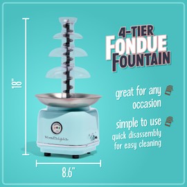 Nostalgia 4 Tier Electric Chocolate Fondue Fountain Machine for Parties - Melts Cheese, Queso, Candy, and Liqueur - Dip Strawberries, Apple Wedges, Vegetables, and More - 32-Ounce - Aqua