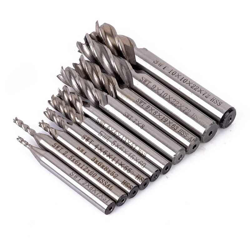 WYJREES 10pcs 4 Flute End Mill Drill Bit Cutter End