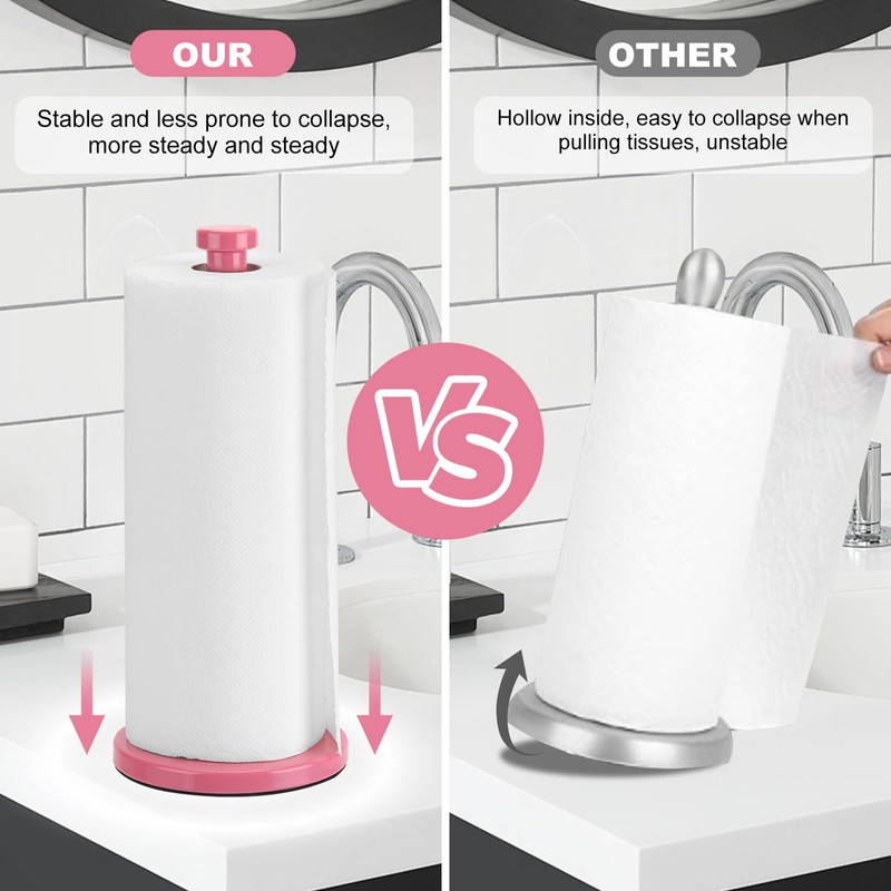 Stainless Steel Paper Towel Holder, Pink, Countertop for Kitchen &