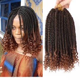 6 Packs 12 Inch Crochet Box Braids Curly Ends Goddess Box Braids Bohemian Box Braid Crochet Hair for Black Women (T30, 12 Inch)